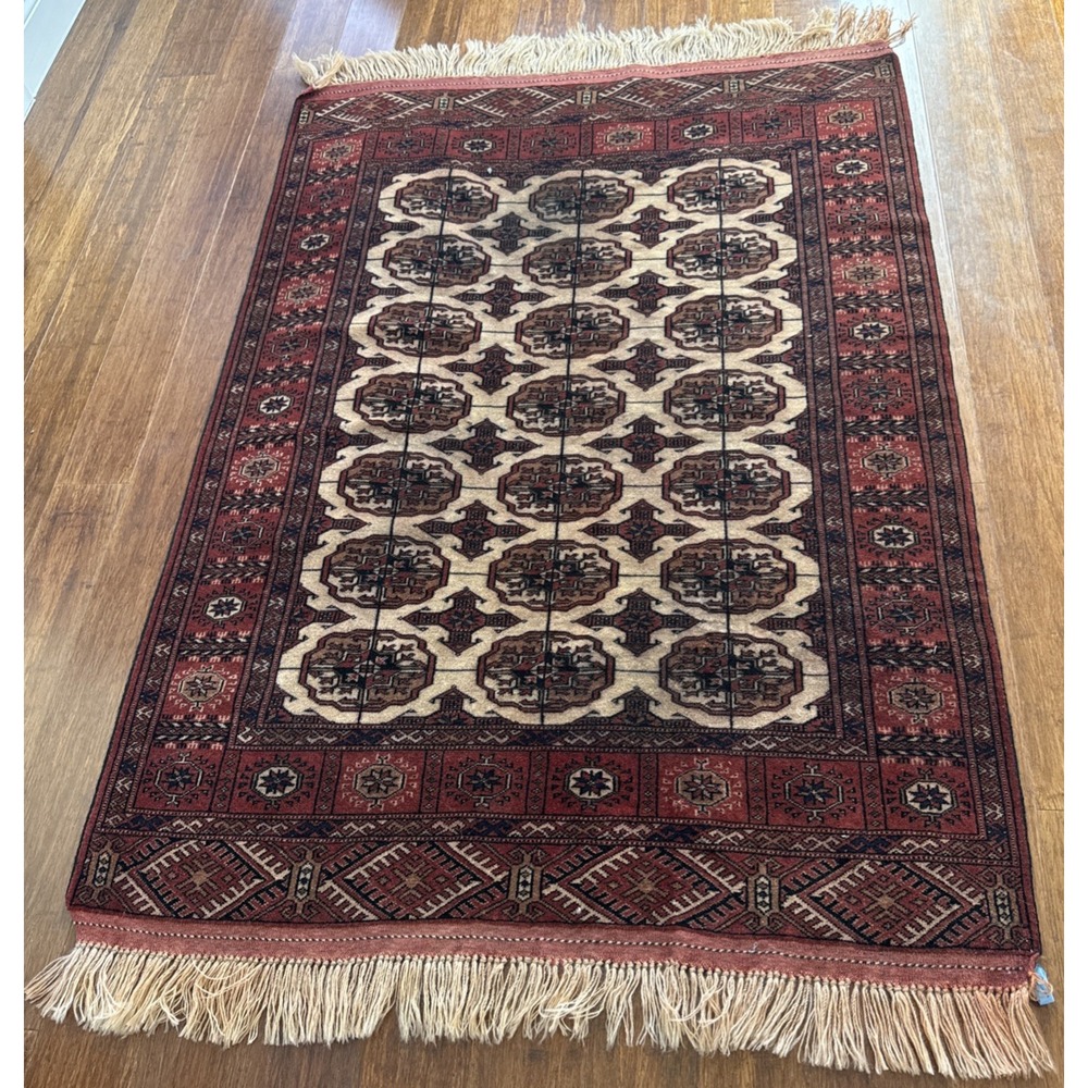 Turkmen‎ Oriental Tekke Rug Wool Geometric 46X 74 inches